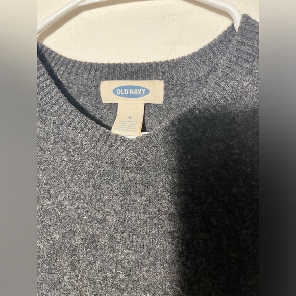 OLD NAVY V NECK LONG SLEEVE LAMBSWOOL NYLON DARK GRAY SWEATSHIRT - Picture 8 of 8